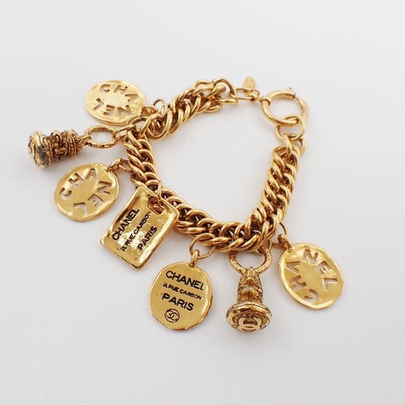 CHANEL CC Logo 31 RUE CAMBON Chain Bracelet Bangle Gold GHW France 15RL248 - Picture 2 of 16